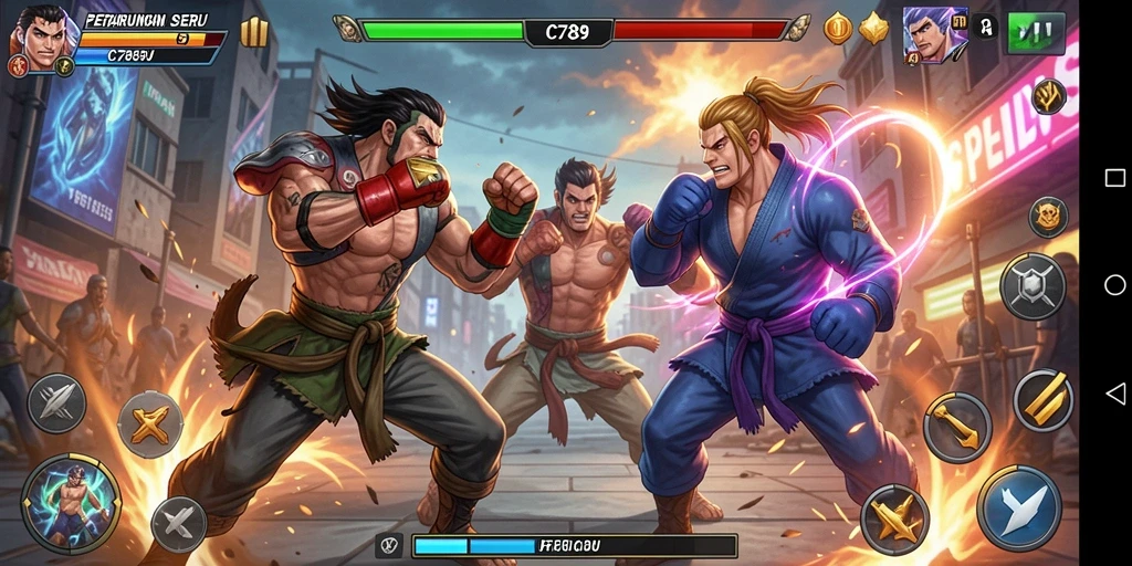 Tampilan gameplay C789 yang seru dan mendebarkan dalam Fighting.
