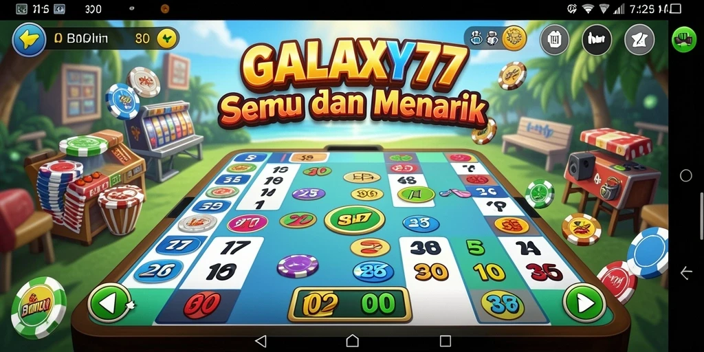 Tampilan gameplay menarik di GALAXY77 dengan suasana Bingo yang seru.