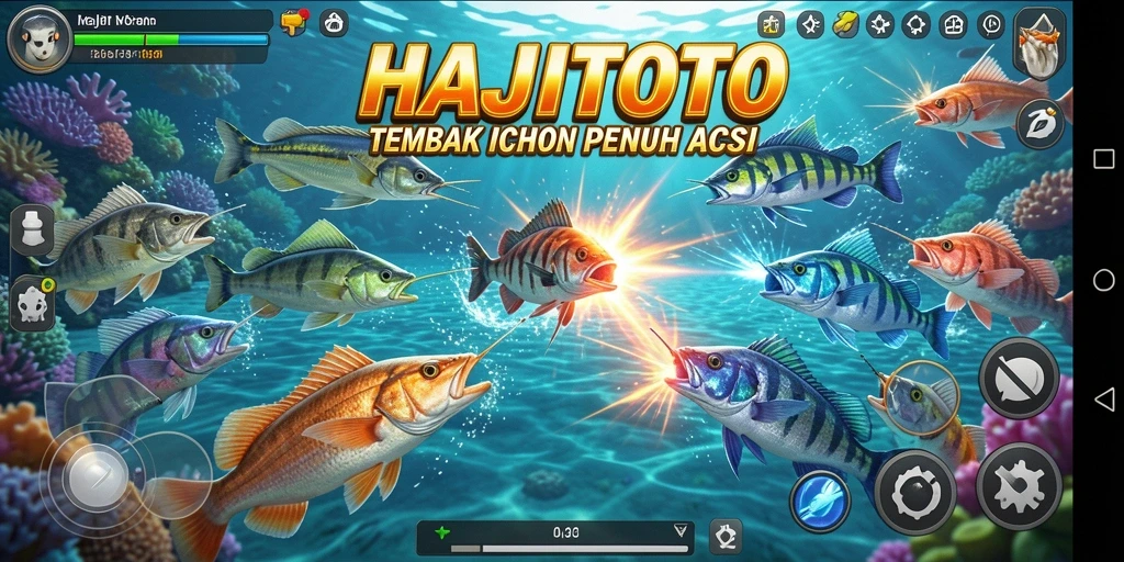Tampilan gameplay HAJITOTO menembak ikan dengan seru dan penuh aksi.