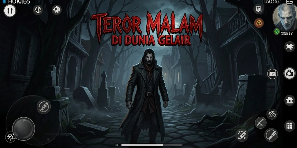 Tampilan gameplay yang menyeramkan dari HOKI65 di dunia gelap.
