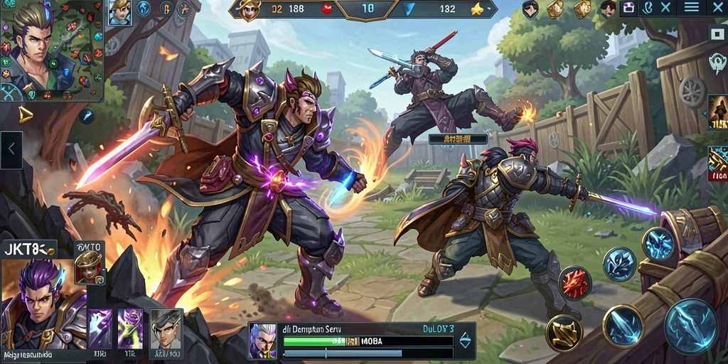 Gameplay seru dalam <strong>JKT8</strong> yang menampilkan aksi pertempuran intens.