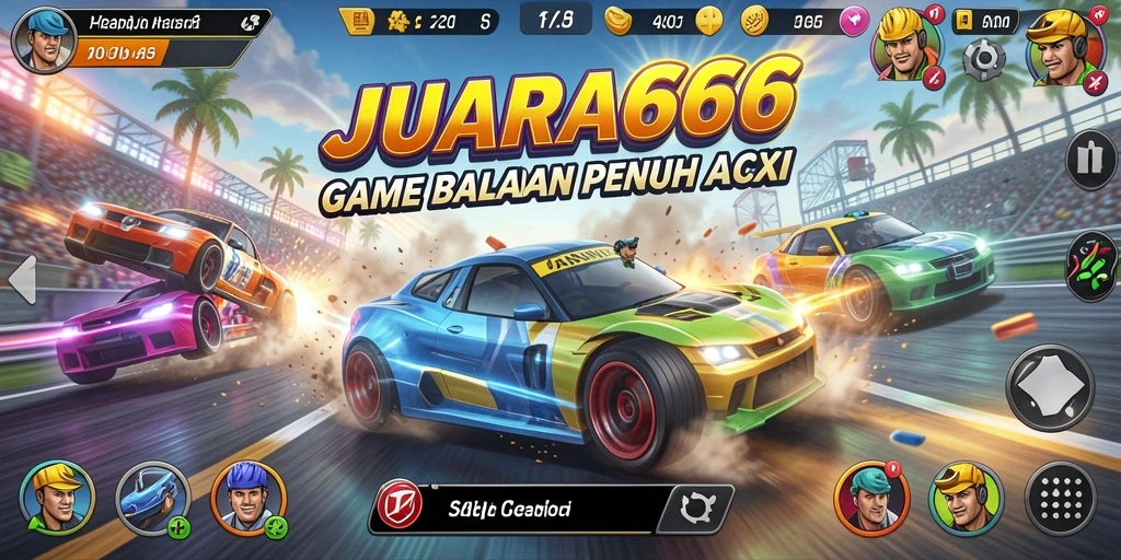 Screenshot gameplay JUARA666 yang menunjukkan aksi balapan mendebarkan.
