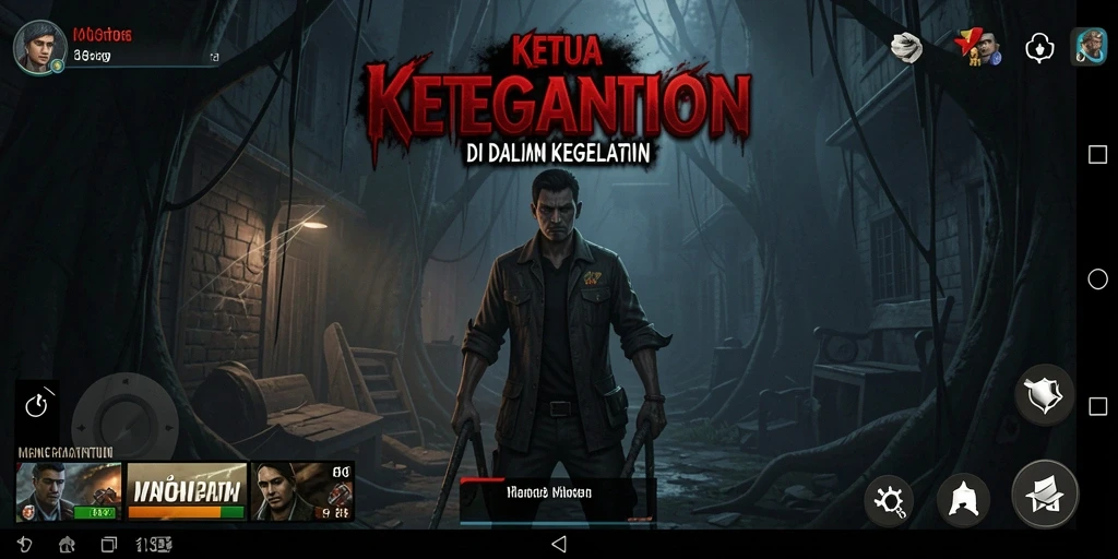 Screenshot gameplay KETUA yang menunjukkan suasana menyeramkan.