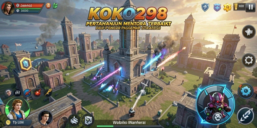 Tampilan gameplay seru dengan menara pertahanan yang beragam di KOKO288.