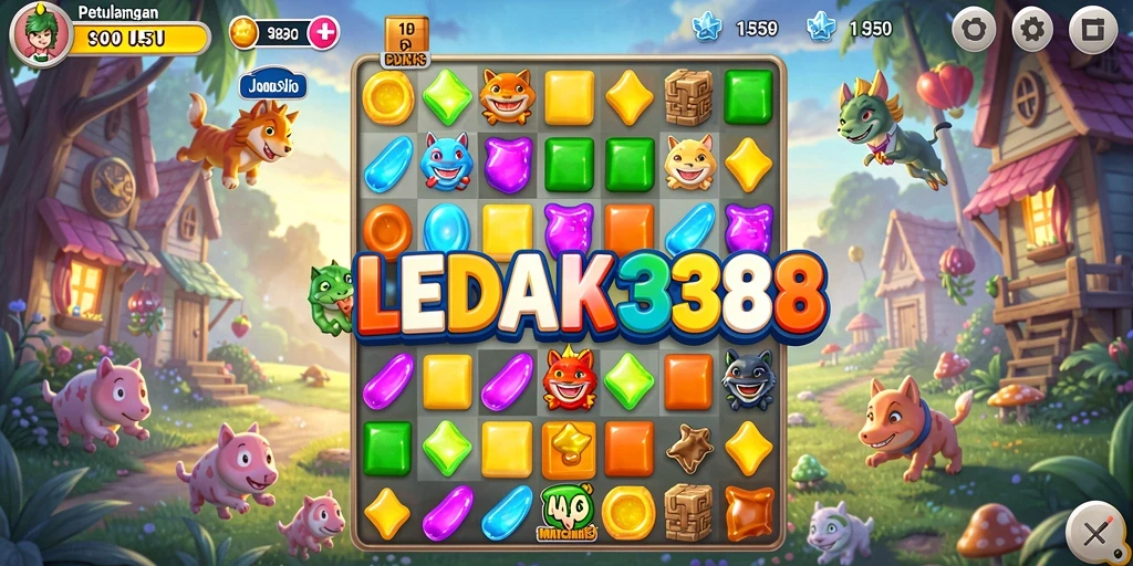 Tampilan menarik dari gameplay LEDAK388 dalam dunia Match-3.