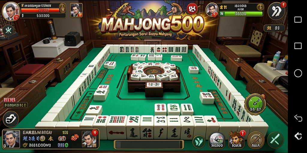 Screenshot menunjukkan pertarungan mendebarkan dalam MAHJONG500.