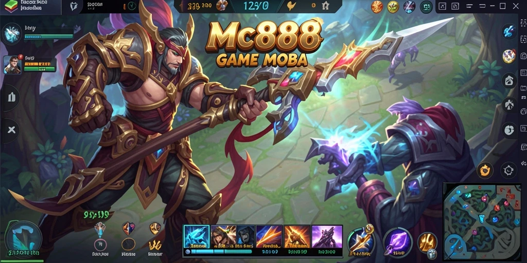 Screenshot MC888 menampilkan pertempuran intens di arena MOBA.