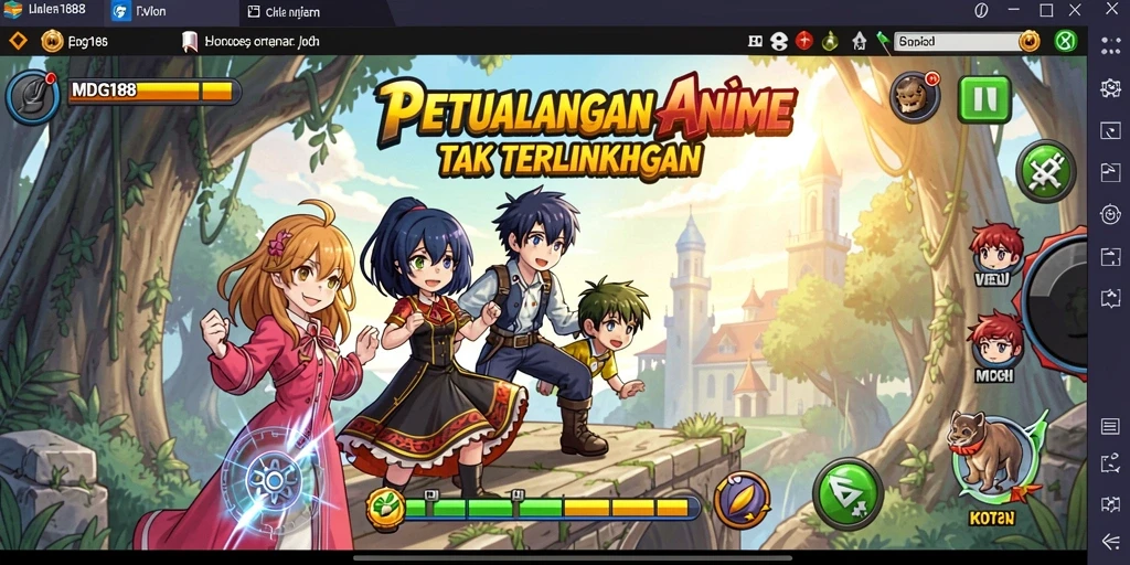 Screenshot gameplay dari MDG188 menampilkan pertarungan karakter anime yang dinamis.