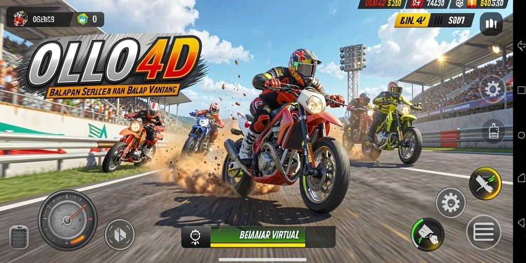 Screenshot menunjukkan balapan menegangkan dengan mobil yang melaju kencang.
