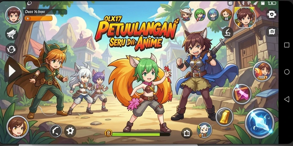 Screenshot gameplay OLX17 menunjukkan aksi seru di dunia Anime.