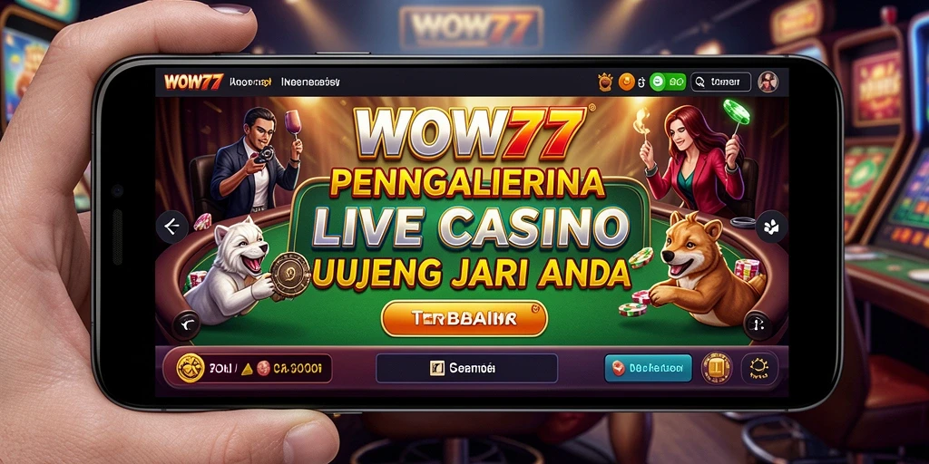 Screenshot gameplay WOW77 dengan dealer langsung di Live Casino.